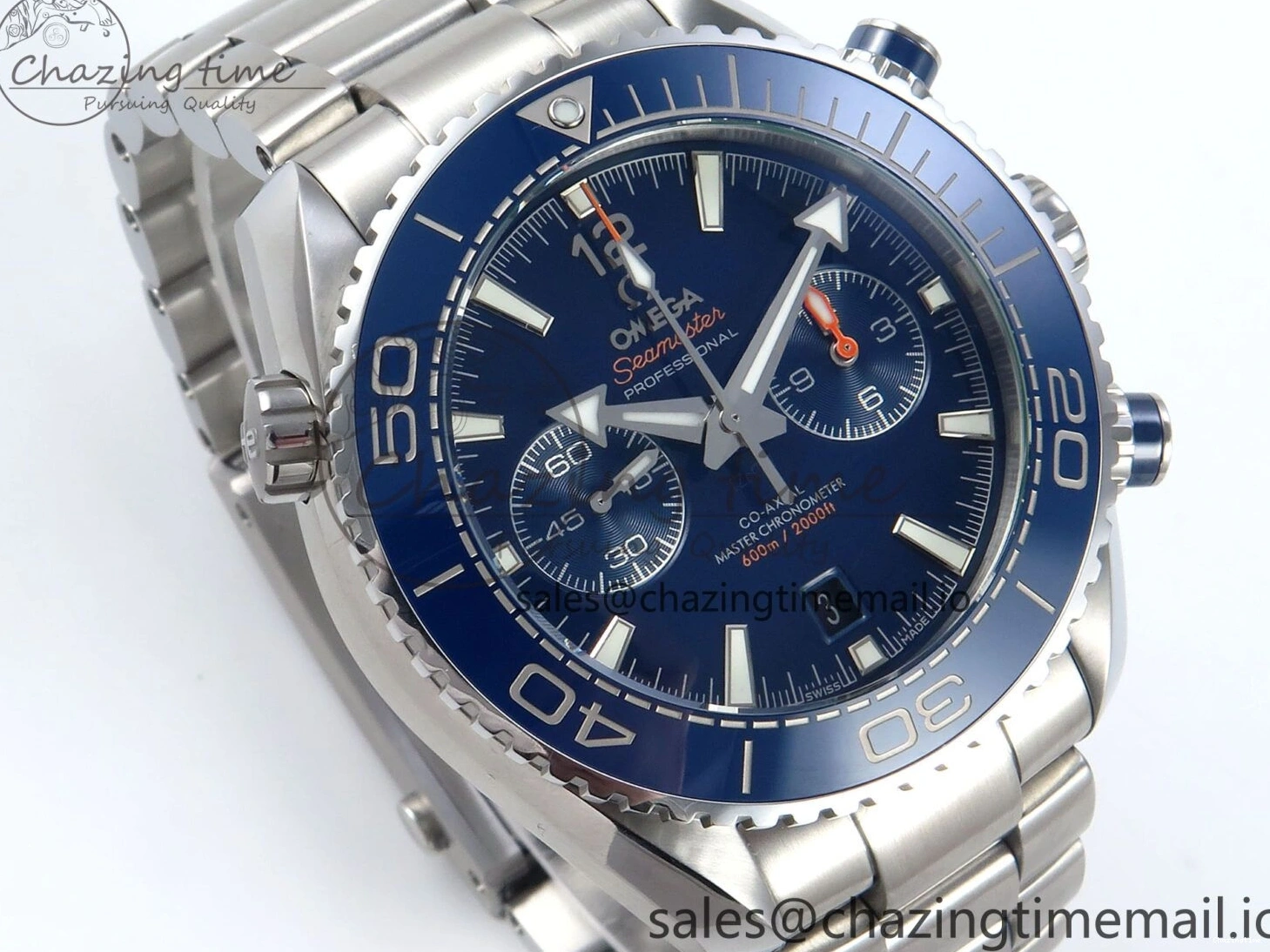 0407 Planet Ocean Master Chronometer 600M 45.5mm SS SCF 1:1 Best Edition Blue Bezel Blue Dial on SS Bracelet A9900 Super Clone Lightweight 7676